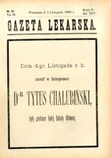 Gazeta Lekarska 1889 R.24, t.9, nr 45