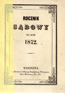 Rocznik sądowy na rok 1872