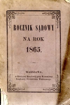 Rocznik sądowy na rok 1865