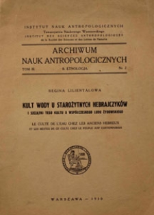 Kult wody u starożytnych Hebrajczyk&oacute;w i szczątki tego kultu u wsp&oacute;łczesnego ludu żydowskiego