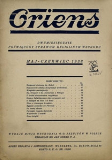 Oriens. Dwumiesięcznik poświęcony sprawom religijnym wschodu. Maj - Czerwiec 1938