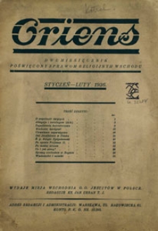 Oriens. Dwumiesięcznik poświęcony sprawom religijnym wschodu. Styczeń - Luty 1936