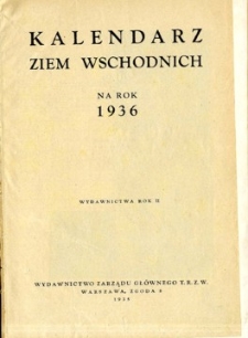Kalendarz Ziem Wschodnich na rok 1936.