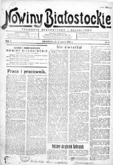 Nowiny Białostockie : tygodnik bezpartyjny i niezależny 1924, nr 2