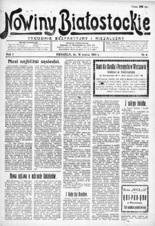 Nowiny Białostockie : tygodnik bezpartyjny i niezależny 1924, nr 4