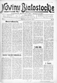 Nowiny Białostockie : tygodnik bezpartyjny i niezależny 1924, nr 16
