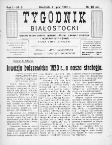 Tygodnik Białostocki : czasopismo narodowe poświęcone zagadnieniom politycznym, społecznym i ekonomicznym z uwzględnieniem spraw miejscowych 1922, nr 2