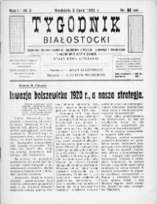 Tygodnik Białostocki : czasopismo narodowe poświęcone zagadnieniom politycznym, społecznym i ekonomicznym z uwzględnieniem spraw miejscowych 1922, nr 2