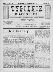 Tygodnik Białostocki : czasopismo narodowe poświęcone zagadnieniom politycznym, społecznym i ekonomicznym z uwzględnieniem spraw miejscowych 1922, nr 8/9