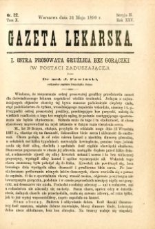 Gazeta Lekarska 1890 R.25, t.10, nr 22