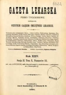 Gazeta Lekarska 1890 R.25 : spis treści tomu X