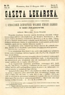 Gazeta Lekarska 1891 R.26, t.11, nr 33