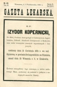 Gazeta Lekarska 1891 R.26, t.11, nr 40