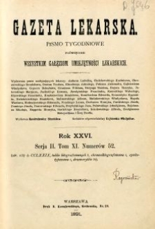 Gazeta Lekarska 1891 R.26 : spis treści tomu XI