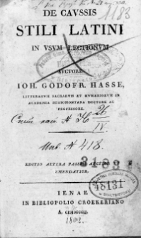 De caussis stili latini, in usum lectionum