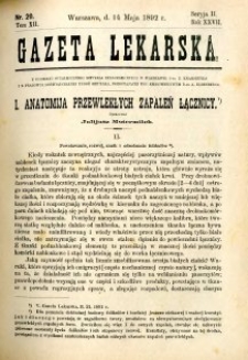 Gazeta Lekarska 1892 R.27, t.12, nr 20