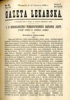 Gazeta Lekarska 1892 R.27, t.12, nr 26