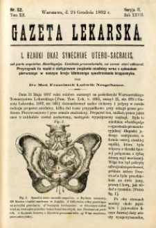 Gazeta Lekarska 1892 R.27, t.12, nr 52