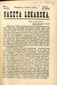 Gazeta Lekarska 1893 R.28, t.13, nr 1