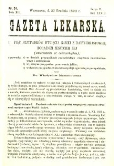 Gazeta Lekarska 1893 R.28, t.13, nr 51