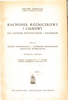 Szeregi nieskończone - równania różniczkowe, geometria różniczkowa