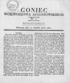 Goniec Województwa Augustowskiego 1830, nr 1