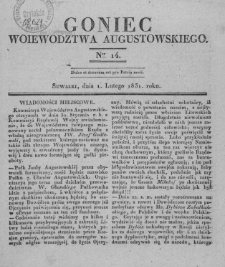 Goniec Województwa Augustowskiego 1831, nr 14