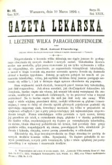 Gazeta Lekarska 1894 R.29, t.14, nr 10