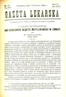 Gazeta Lekarska 1894 R.29, t.14, nr 14
