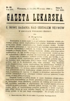 Gazeta Lekarska 1896 R.31, t.16, nr 39