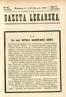 Gazeta Lekarska 1898 R.33, t.18, nr 47