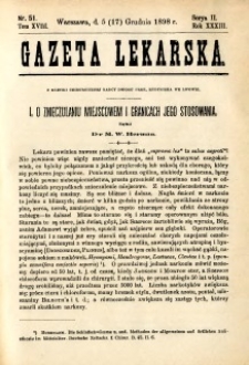 Gazeta Lekarska 1898 R.33, t.18, nr 51