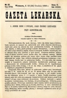 Gazeta Lekarska 1898 R.33, t.18, nr 52