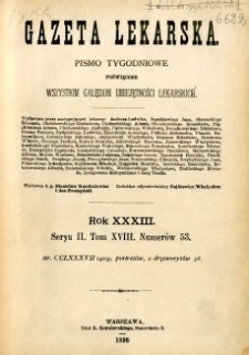 Gazeta Lekarska 1898 R.33 : spis treści tomu XVIII