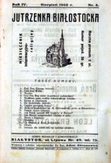 Jutrzenka Białostocka 1932, R.4, nr 8 (sierpień)