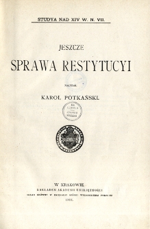 Jeszcze sprawa restytucji