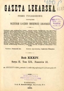 Gazeta Lekarska 1899 R.34 : spis treści tomu XIX