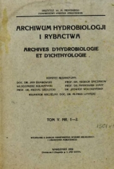 Archiwum Hydrobiologji i Rybactwa 1930 t.5, nr 1-2