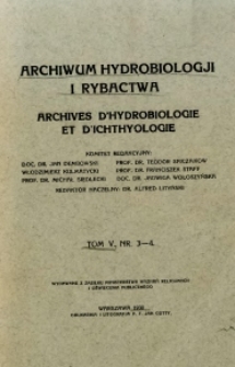 Archiwum Hydrobiologji i Rybactwa 1930 t.5, nr 3-4