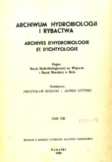 Archiwum Hydrobiologji i Rybactwa 1934 t.8