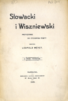 Słowacki i Wiszniewski : przyczynek do życiorysu poety