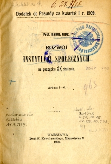 Rozwój instytucji społecznych na początku XX stulecia