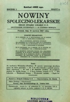 Nowiny Społeczno-Lekarskie 1927 R.1 nr 6