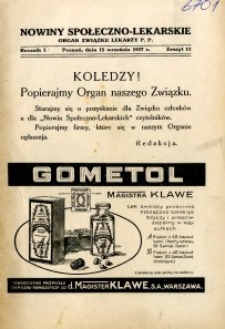 Nowiny Społeczno-Lekarskie 1927 R.1 nr 12