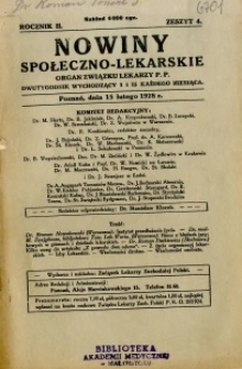 Nowiny Społeczno-Lekarskie 1928 R.2 nr 4