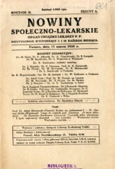 Nowiny Społeczno-Lekarskie 1928 R.2 nr 6