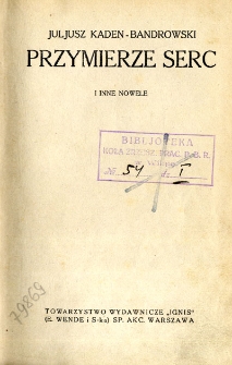 Przymierze serc i inne nowele