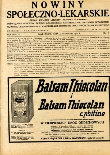 Nowiny Społeczno-Lekarskie 1930 R.4 nr 18
