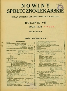 Nowiny Społeczno-Lekarskie 1933 R.7 nr 1