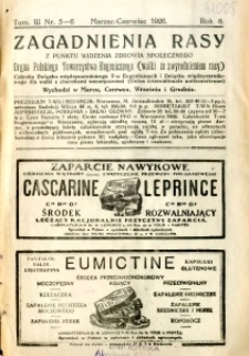 Zagadnienia Rasy z Punktu Widzenia Zdrowia Społecznego 1926 R.8 t.3 nr 5-6